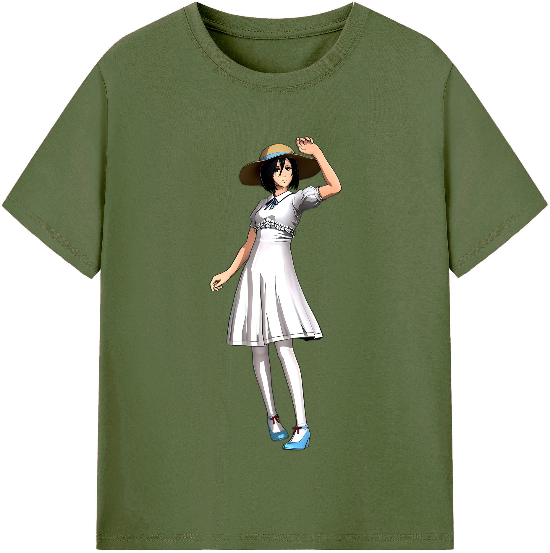 （画像用） 進撃の巨人 ミカサ·アッカーマン Attack on Titan Mikasa Ackerman 綿100％半袖Tシャツ（フロントプリント）